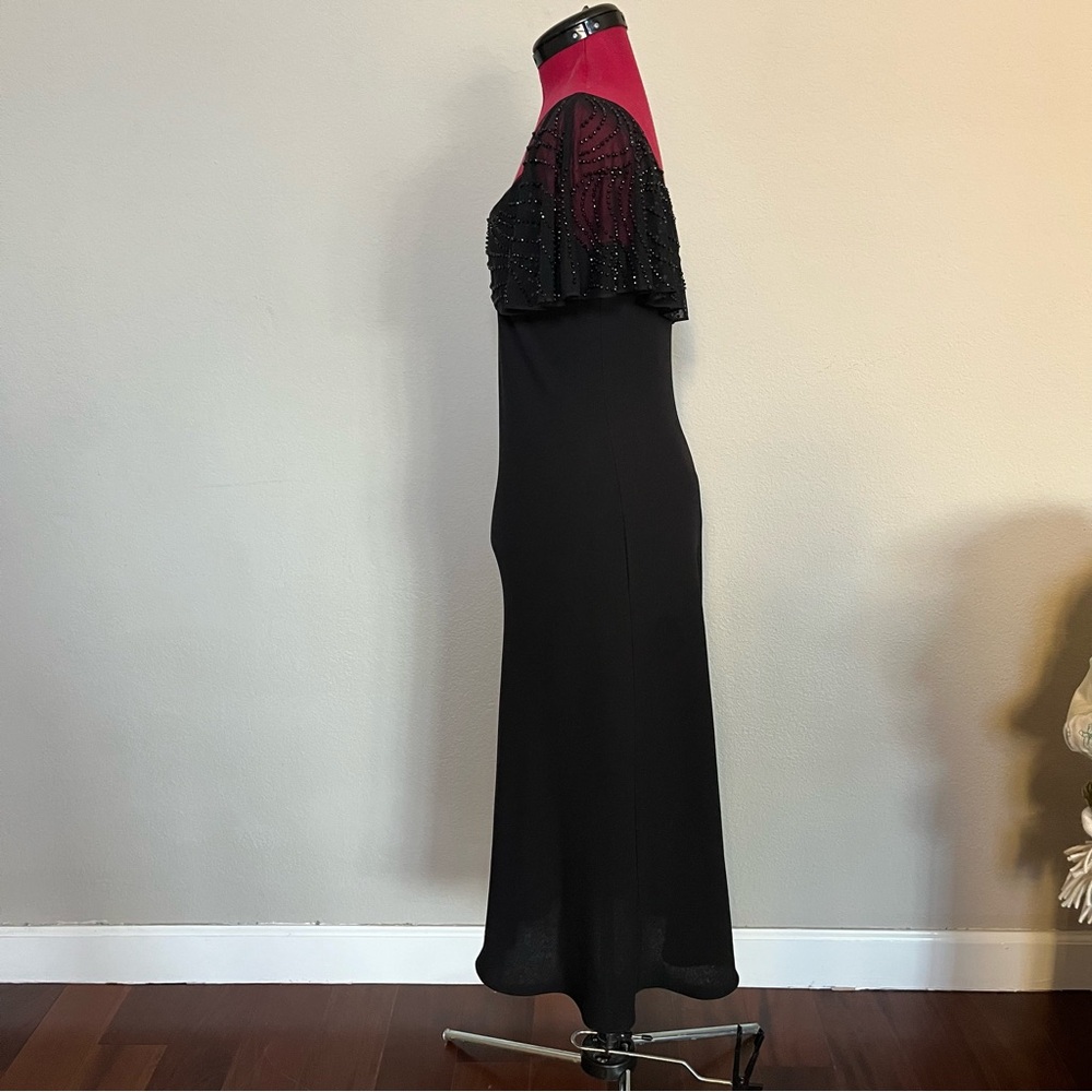 Vintage beaded 80s ๐ค draped neckline ballroom dance lbd classic 8P S.L. Fashion - Picture 11 of 15